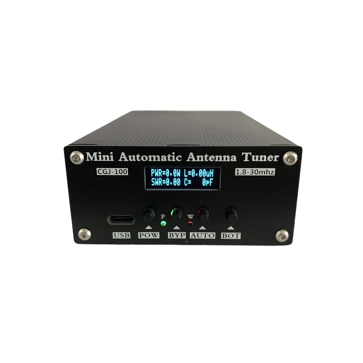 CGJ-100 18-30MHz Mini Automatic Antenna Tuner with 091inch OLED Display for 5-100W Shortwave Radio Stations
