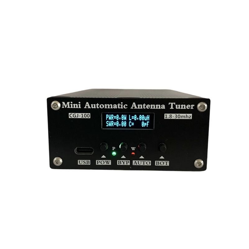 CGJ-100 18-30MHz Mini Automatic Antenna Tuner with 091inch OLED Display for 5-100W Shortwave Radio Stations