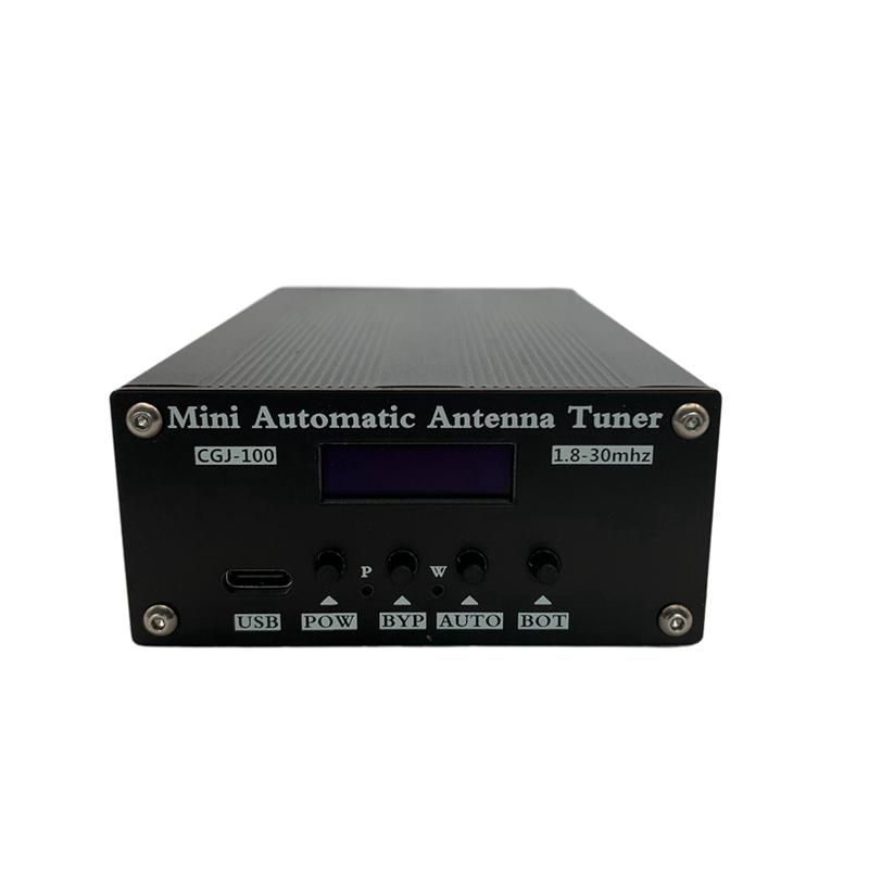 CGJ-100 18-30MHz Mini Automatic Antenna Tuner with 091inch OLED Display for 5-100W Shortwave Radio Stations