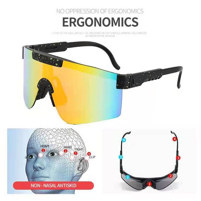 Big Frame  Y Ling Gl Es Bike Bi Y Le Sungl Es UV400 Eyewear  -black+yellow
