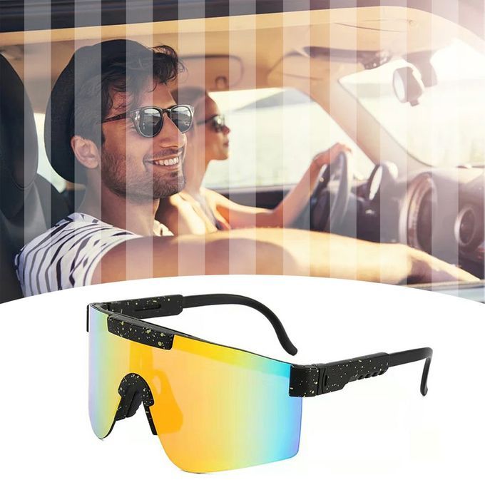 Big Frame  Y Ling Gl Es Bike Bi Y Le Sungl Es UV400 Eyewear  -black+yellow