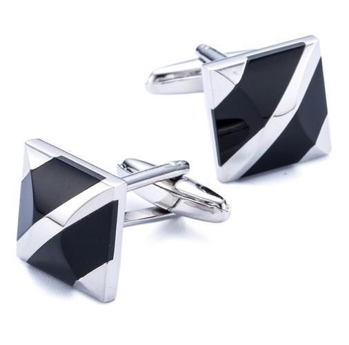 Classic Black/White Onyx Cufflinks Cat's Eye Stone Inlaid Shirt Cuff Links Men's Jewelry Accessory