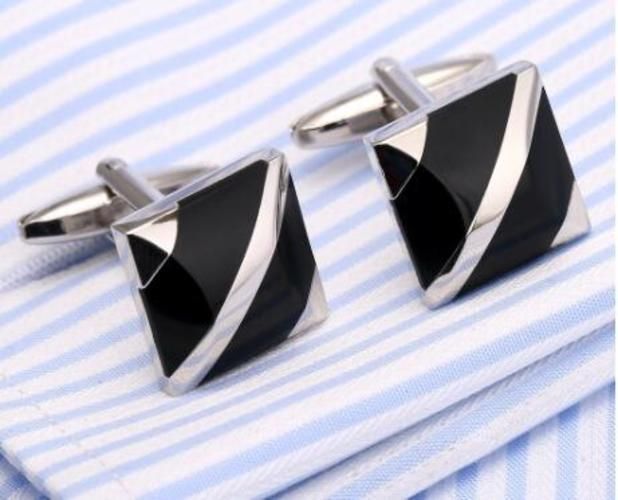 Classic Black/White Onyx Cufflinks Cat's Eye Stone Inlaid Shirt Cuff Links Men's Jewelry Accessory