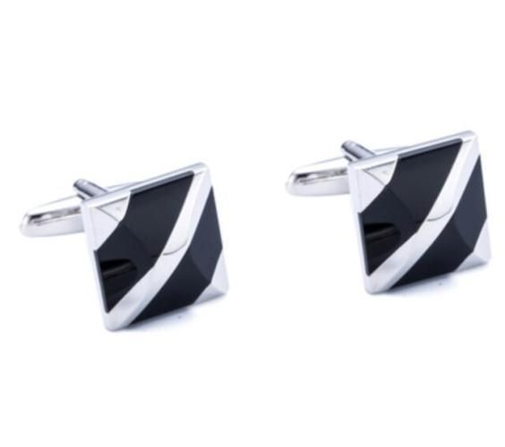 Classic Black/White Onyx Cufflinks Cat's Eye Stone Inlaid Shirt Cuff Links Men's Jewelry Accessory