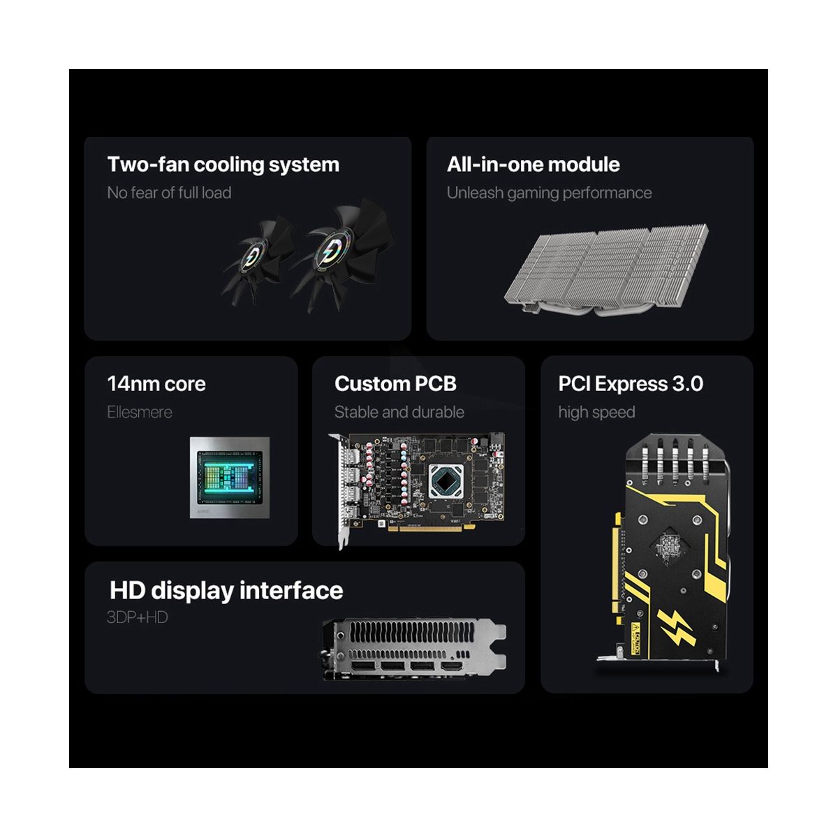 PELADN RX 580 8GB GDDR5 Graphics Cards GPU Mi