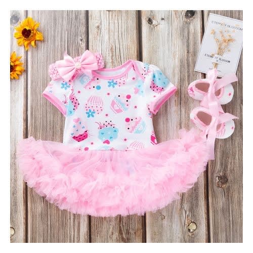 Baby Girl Birthday Costume 3 In 1 - Cupcake