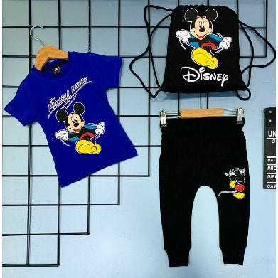 Mickey Mouse Set +Bag For Boys- 2 Piece - Blue/Black