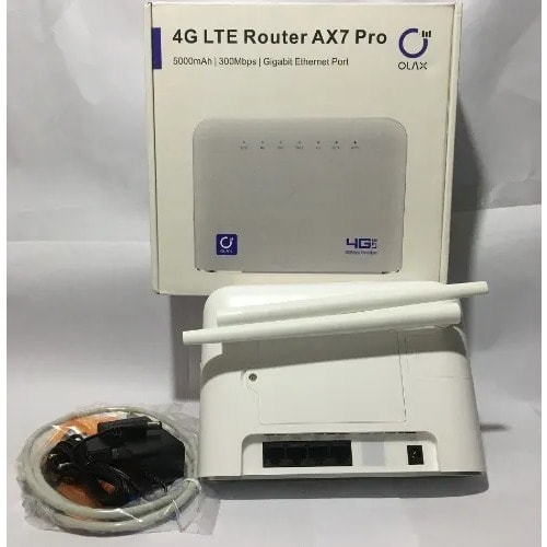 Olax 4g Lte 300 Mbps Universal Router With 5 Hours Inbuilt Battery - 2 Antennas & 4 Lan Po