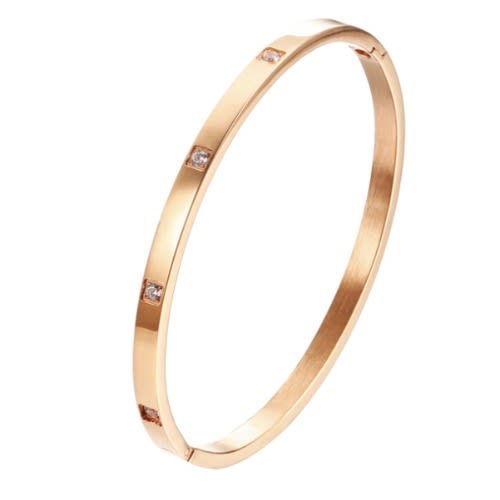 2 In 1 Iced Studded Rhinestone Unisex Wrist Watch - Rose Gold
