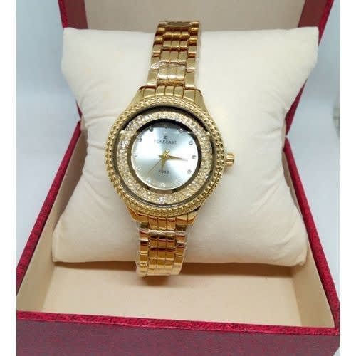 Women's Elegant Stoned Wristwatch - Gold