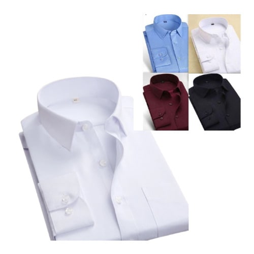 Men's Corporate Office Plain Long Sleeve Shirt - White