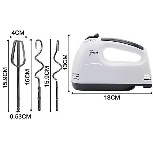 7 Speedy Super Hand Mixer With Chrome Beater + Dough Hook