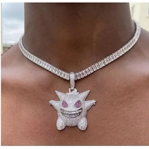 Ice Stone Cuban Chain With Iced Clown Pendant - Silver