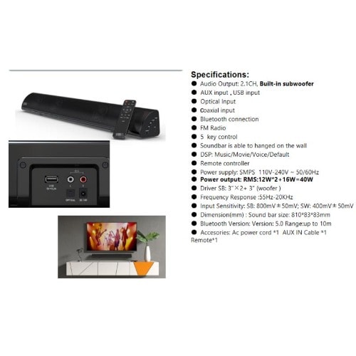 Sound-bar With Wireless Subwoofer