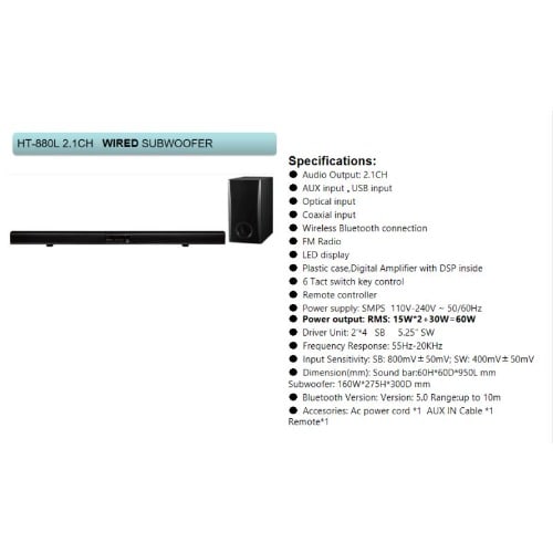 Sound-bar With Wireless Subwoofer