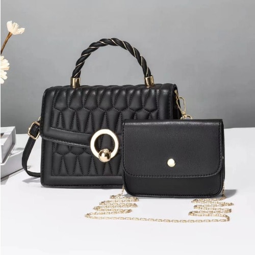 Ladies Handbag With Purse - Black