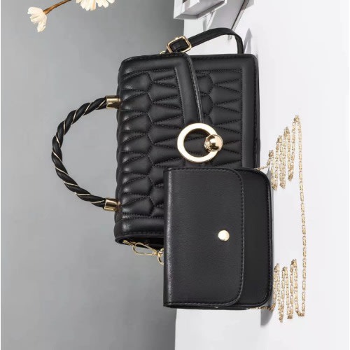 Ladies Handbag With Purse - Black