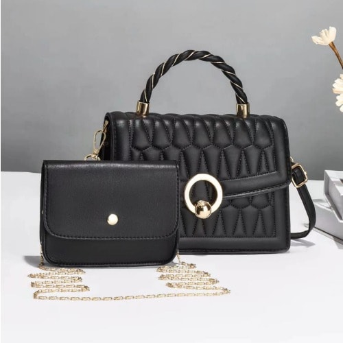 Ladies Handbag With Purse - Black