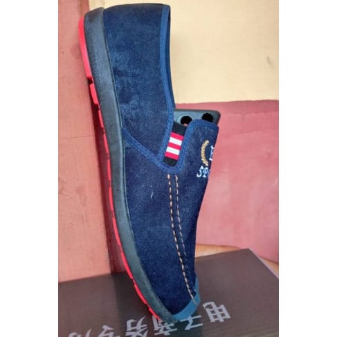 Men Flat Suede Shoes - Dark Blue