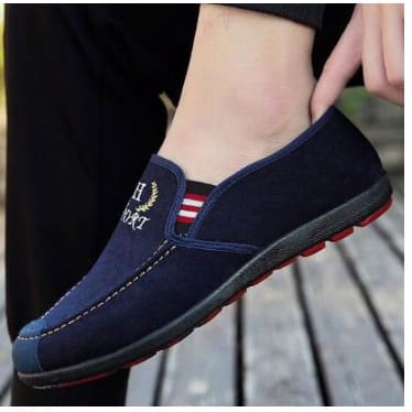 Men Flat Suede Shoes - Dark Blue