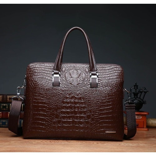 Leather Handbag With Wallet - Brown