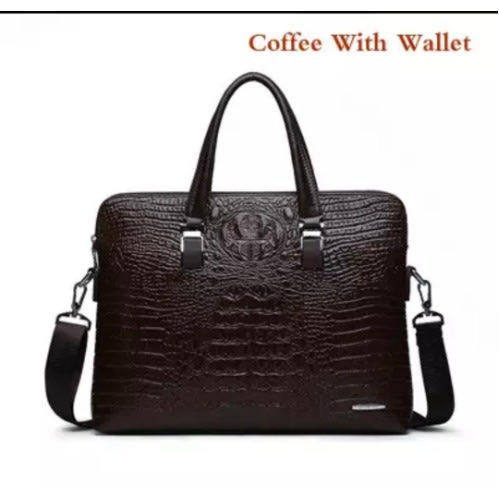 Leather Handbag With Wallet - Brown