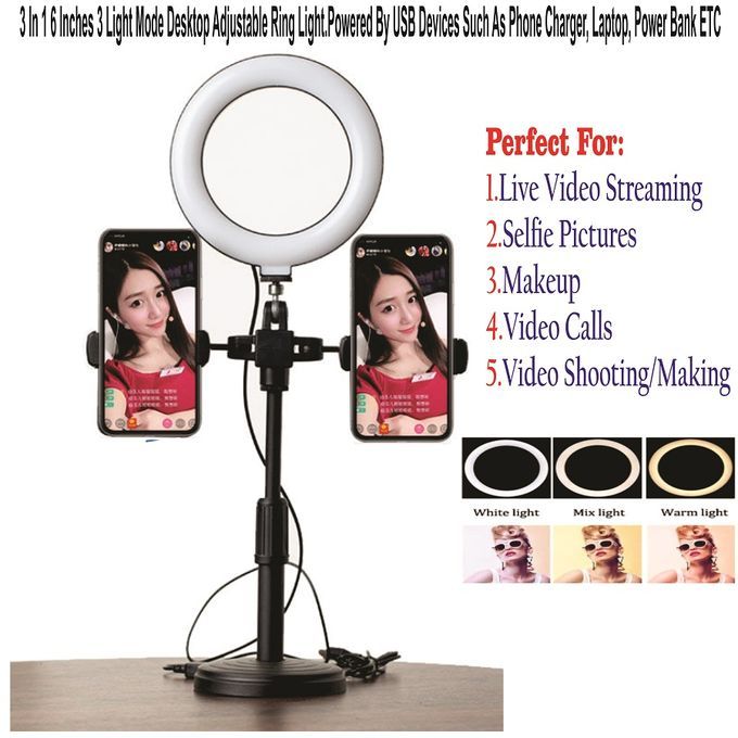 Video Conference Lighting Kit Ring Light Clip On Laptop Monitor With 5 Dimmable Color & 5 Brightness