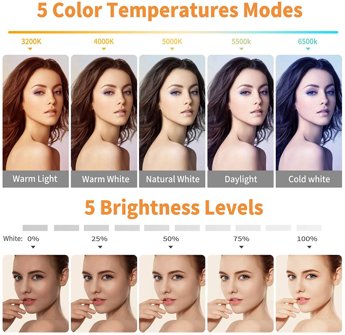 Video Conference Lighting Kit Ring Light Clip On Laptop Monitor With 5 Dimmable Color & 5 Brightness