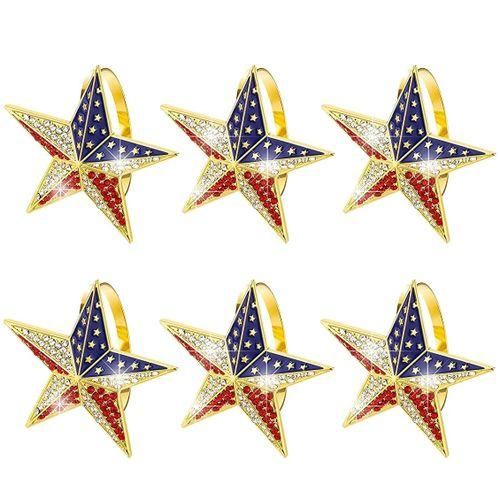 6Pcs Star Napkin Rings Patriotic Napkin Holder