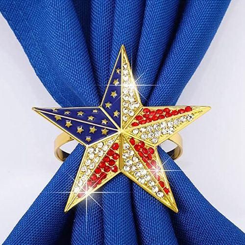 6Pcs Star Napkin Rings Patriotic Napkin Holder