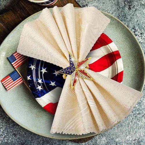 6Pcs Star Napkin Rings Patriotic Napkin Holder