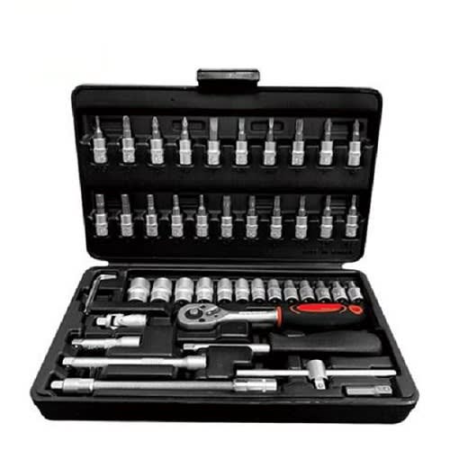Socket Wrench Tool Set For Home & Auto Repair - 46 Pieces - 1/4