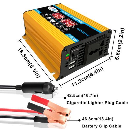 DC 12V To AC 220V Car Power Inverter Peaks Power 4000W Rated Power 300W