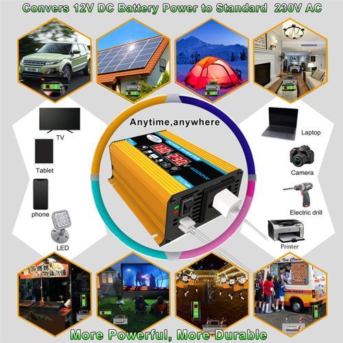 DC 12V To AC 220V Car Power Inverter Peaks Power 4000W Rated Power 300W