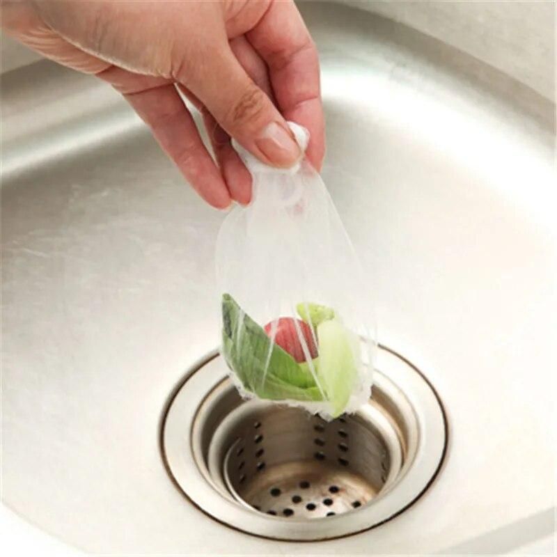 100pcs Sink Filter Nylon Mesh Kitchen Trash Bag Strainer Net Shower Drain Cover Hair Catcher for Food Waste Bathroom Rubbish Bag