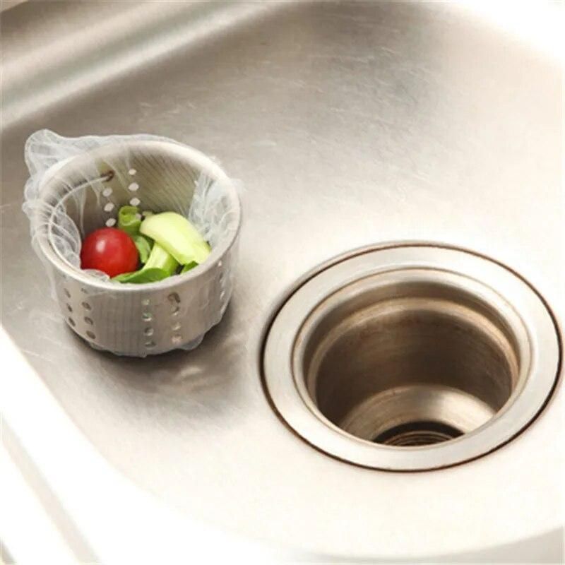 100pcs Sink Filter Nylon Mesh Kitchen Trash Bag Strainer Net Shower Drain Cover Hair Catcher for Food Waste Bathroom Rubbish Bag
