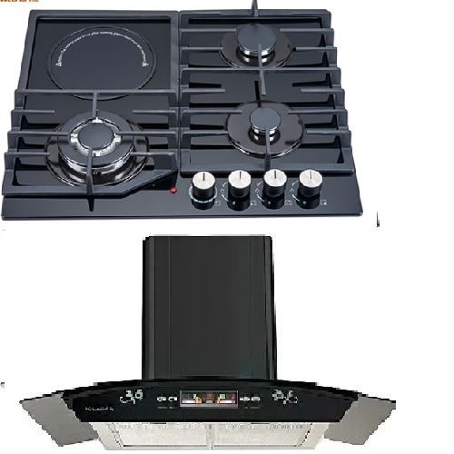 90cm Smoke Extractor Hood + 4 Burner Hob - 3Gas +1Electric