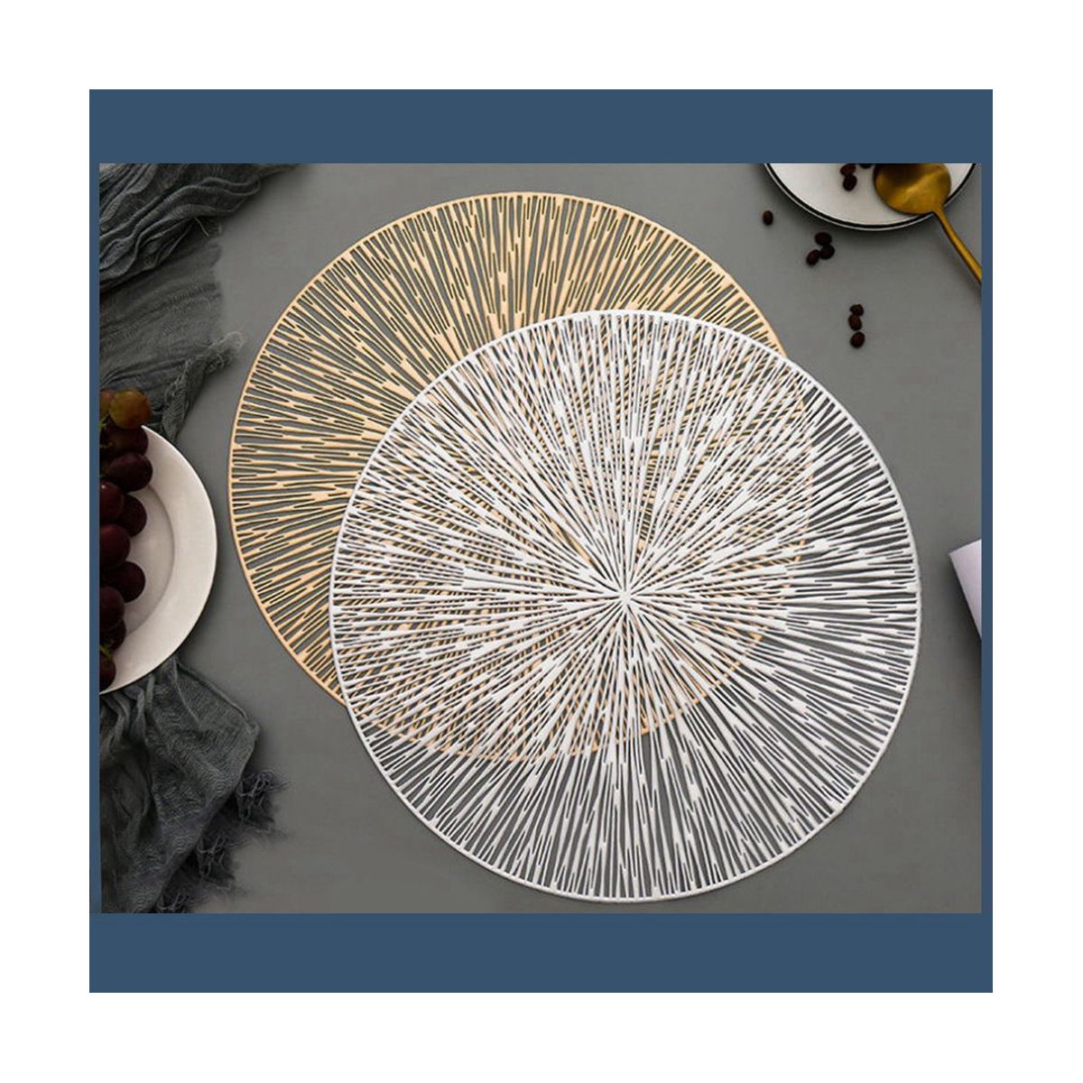4PCS Round Pmats Restaurant Hollow PVC Decoration Meal