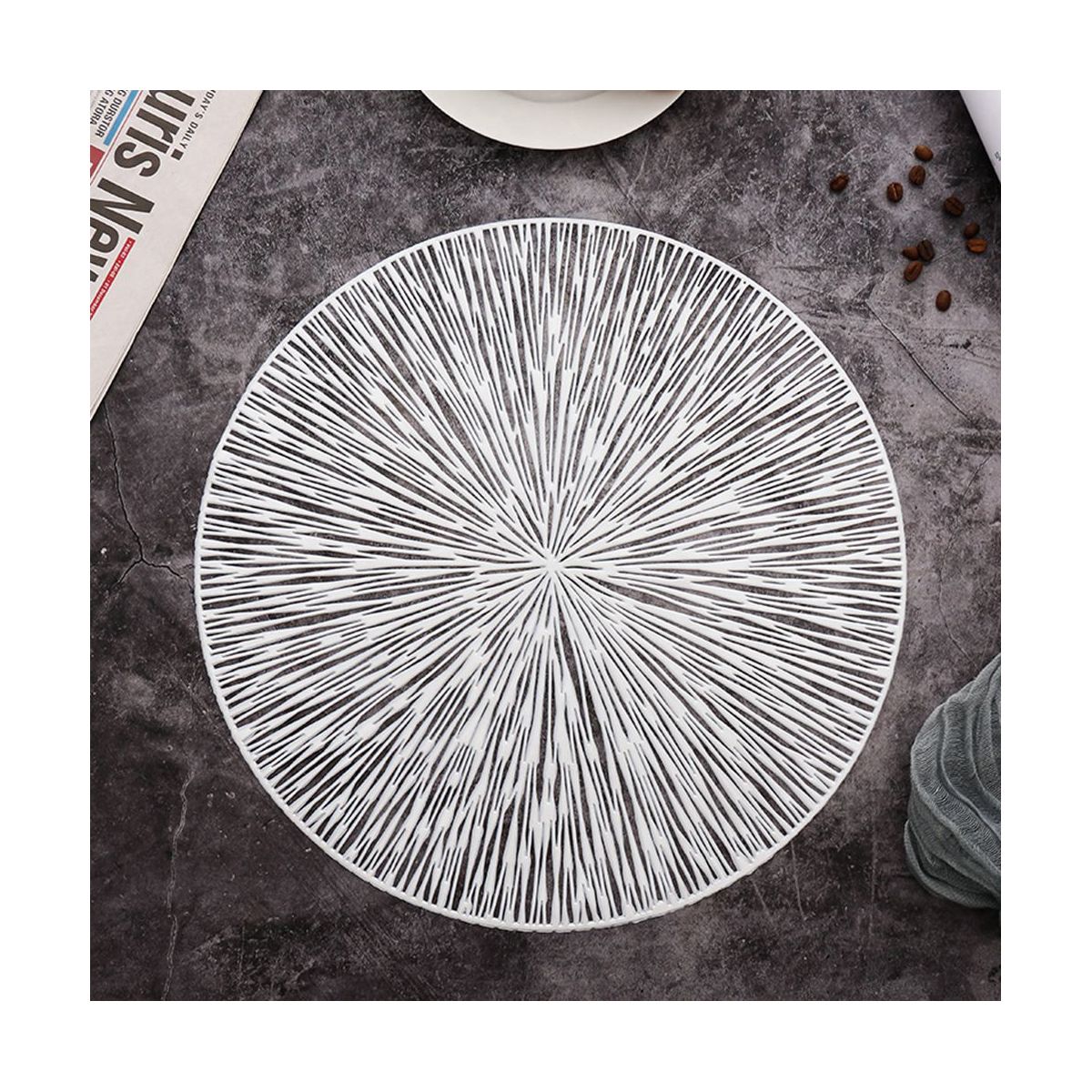 4PCS Round Pmats Restaurant Hollow PVC Decoration Meal