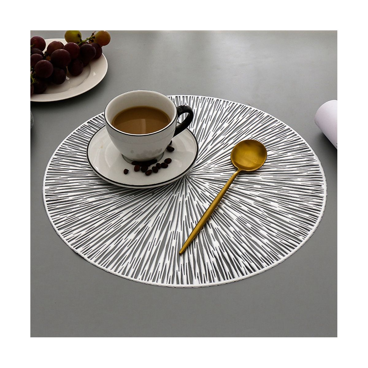4PCS Round Pmats Restaurant Hollow PVC Decoration Meal