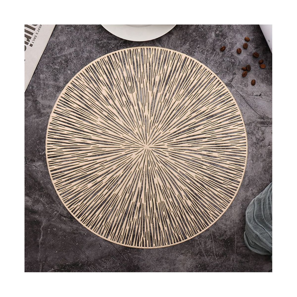 4PCS Round Pmats Restaurant Hollow PVC Decoration Meal