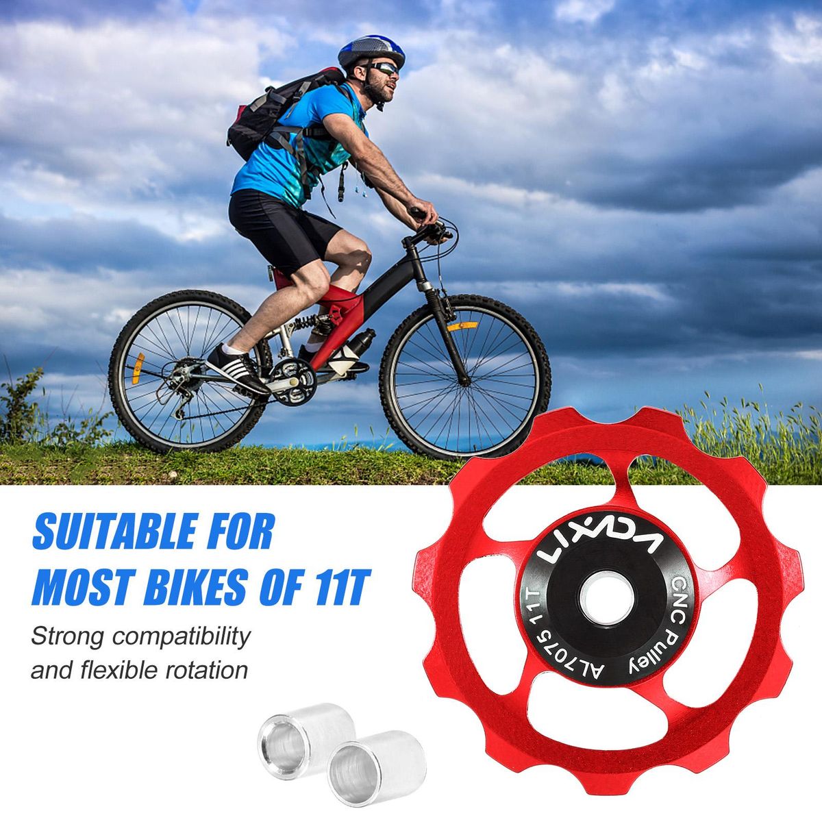 LIXADA 11T MTB Bicycle Rear Derailleur Jockey Pulley Wheel  Bearing Pulley Aluminium Alloy Road Bike Guide Roller