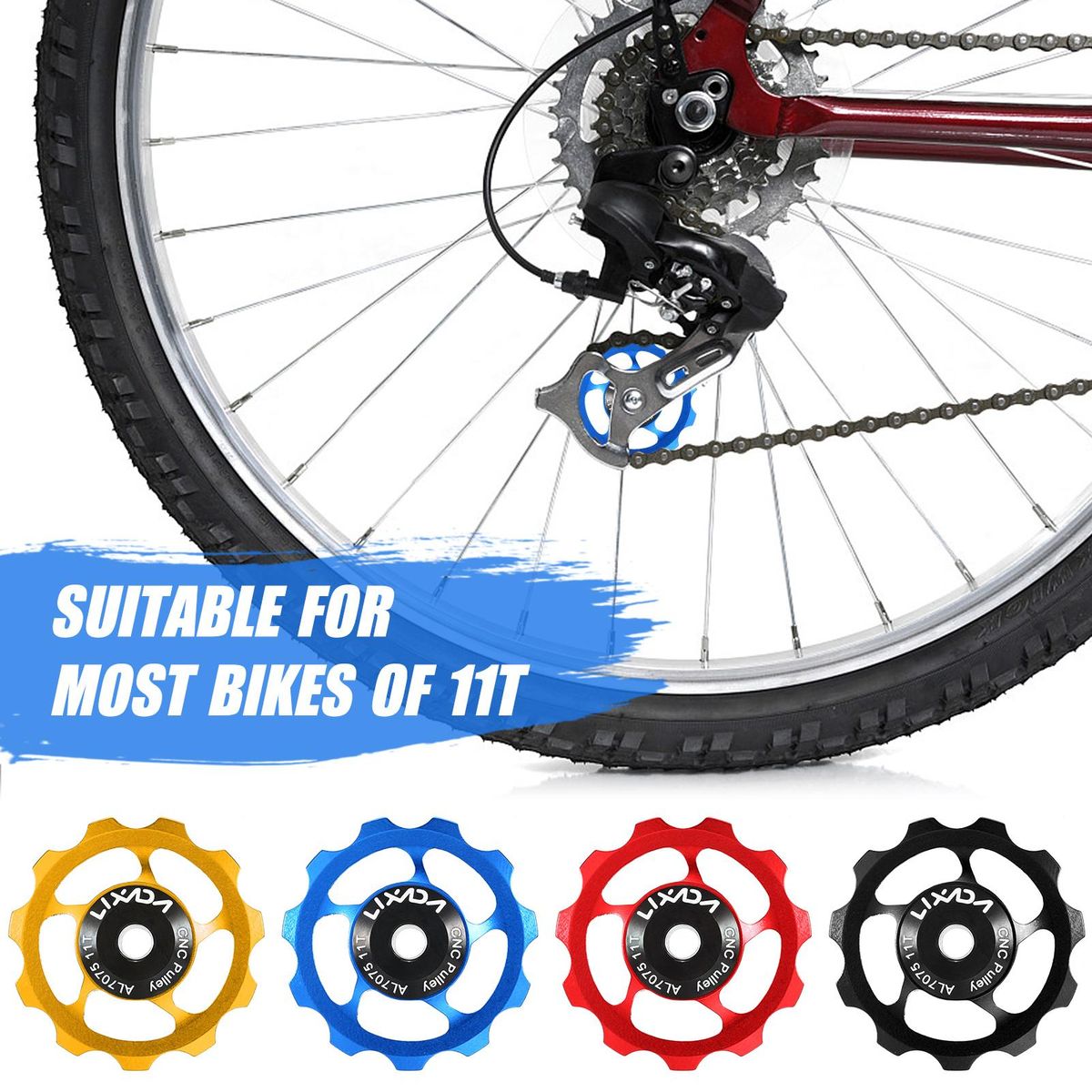 LIXADA 11T MTB Bicycle Rear Derailleur Jockey Pulley Wheel  Bearing Pulley Aluminium Alloy Road Bike Guide Roller