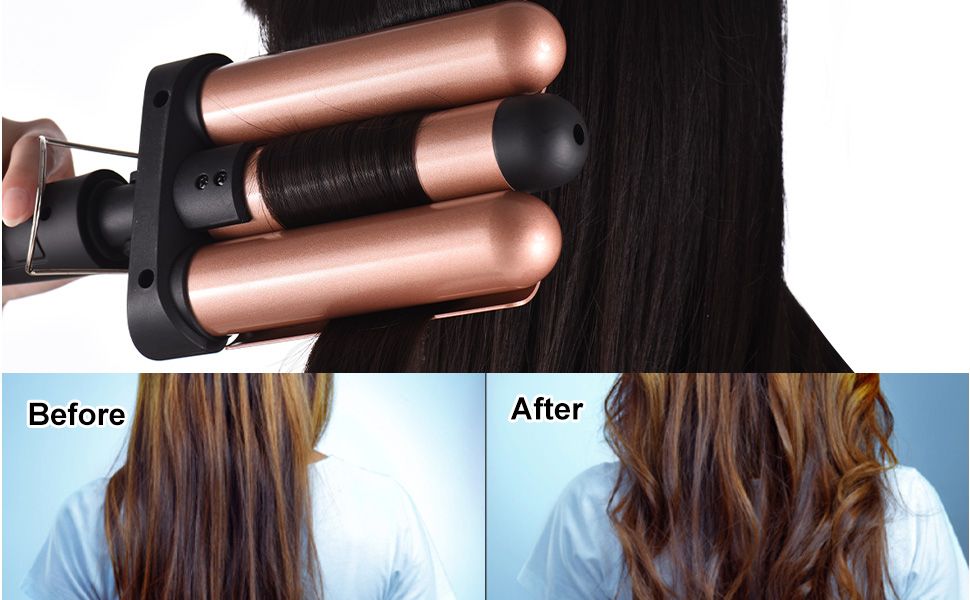 Pretfy Hair Curling Iron 3-Barrel 32mm Hair Waver Hair