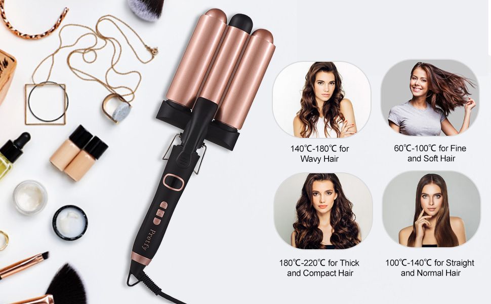 Pretfy Hair Curling Iron 3-Barrel 32mm Hair Waver Hair