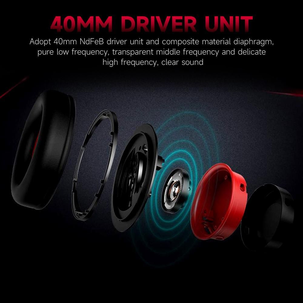 LIBERTY GAMER SHADE Head-mounted Gaming Headset 40mm Driver Unit Ergonomic Design Detachable Microphone Wide Compatibility