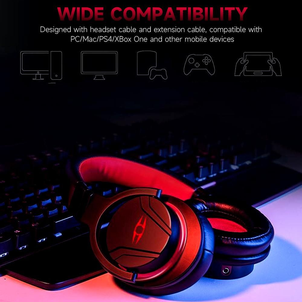 LIBERTY GAMER SHADE Head-mounted Gaming Headset 40mm Driver Unit Ergonomic Design Detachable Microphone Wide Compatibility