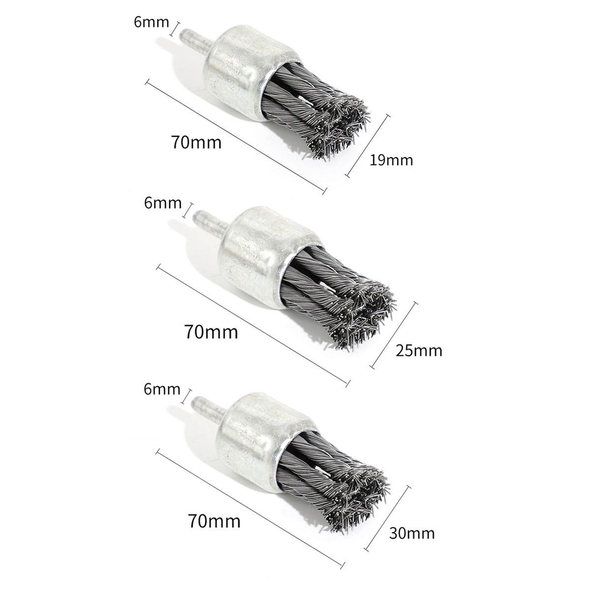 Wire Wheels Brush 3 Pcs Knotted Wire End Brush Sizes 0.7''