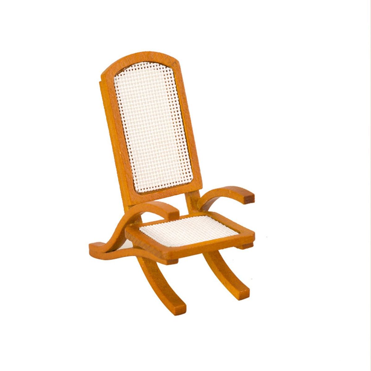 Dollhouse Chair Toy Mini Balcony Leisure Rattan Chair Model Wooden Color