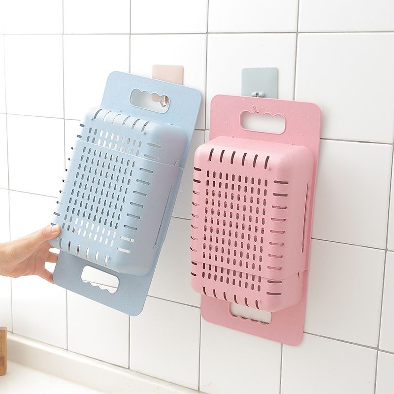 Adjustable Dish Drainer Sink Drain Basket Washing Vegetable Fruit Plastic Drying Rack(Blue)
